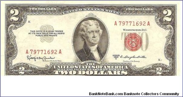 United States Note; 2 dollars; Series 1953C (Granahan/Dillon) Banknote