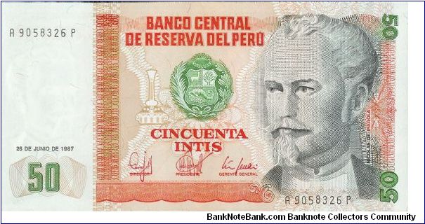 1987 BANCO CENTRAL DE RESERVA DEL PERU 50 *CINCUENTA* INTIS

P130 Banknote