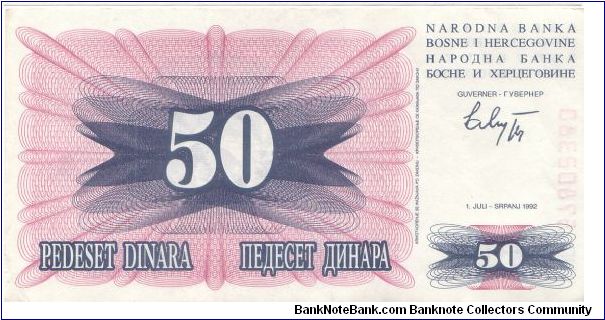 Banknote from Bosnia year 1992