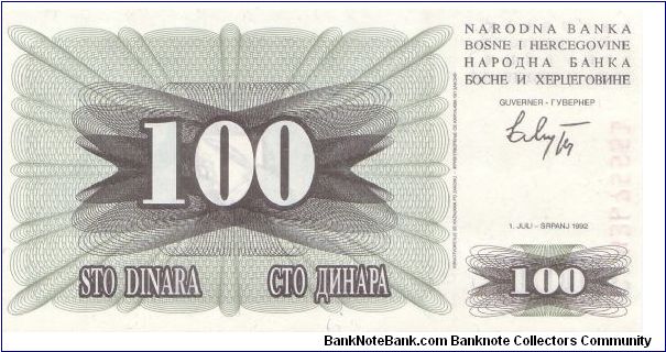 Banknote from Bosnia year 1992