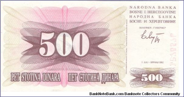 Banknote from Bosnia year 1992