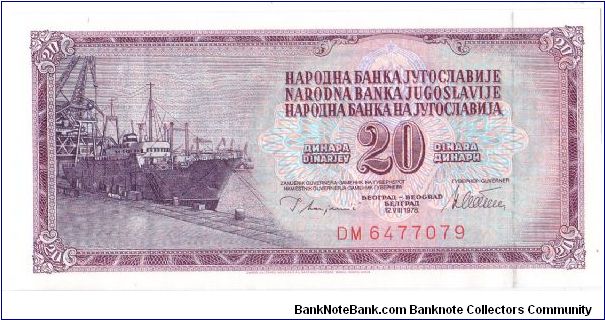 1978 NARODNA BANKA JUGUSLAVIJE 20 DINARA



P88a Banknote