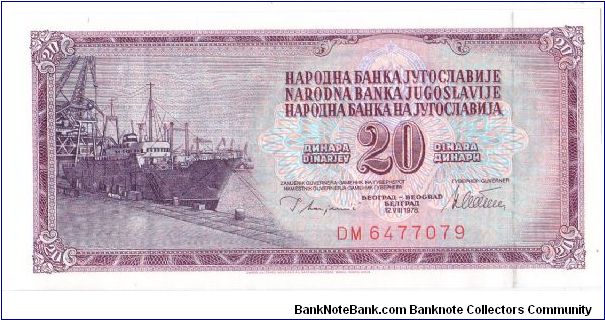 1978 NARODNA BANKA JUGUSLAVIJE 20 DINARA



P88a Banknote