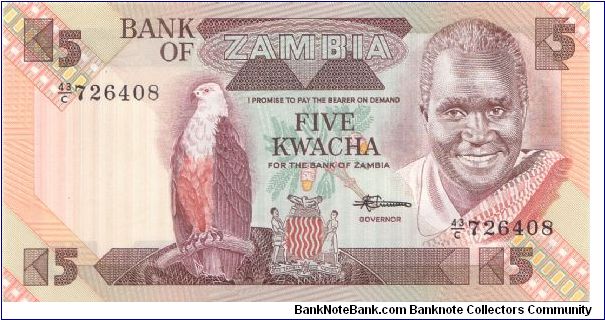 1980-88 BANK OF ZAMBIA 5 KWACHA


P25d Banknote