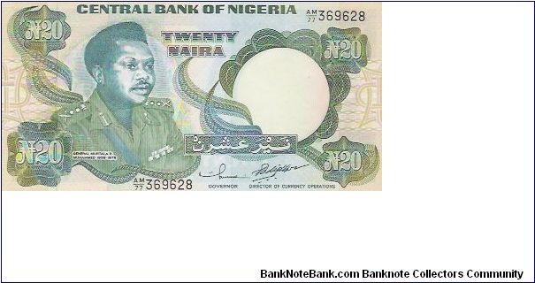 1938-1976

20 NAIRA

AM/77 369628

P # 26 Banknote