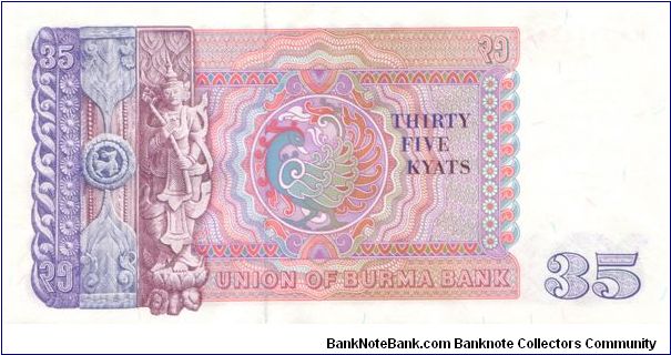 Banknote from Myanmar year 1986