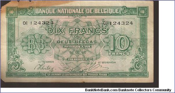P122
10 Farancs/2 Belgas Banknote
