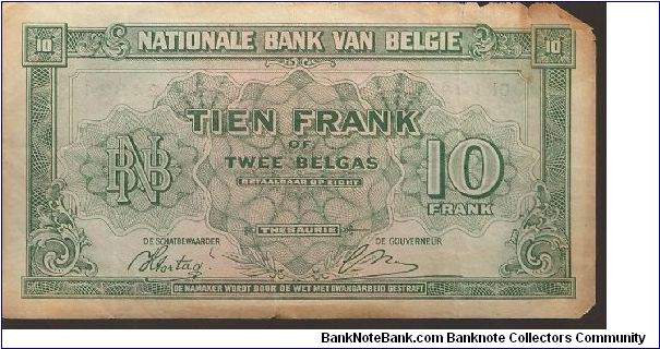 Banknote from Belgium year 1943