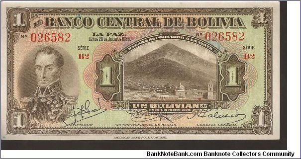 P118
1 Boliviano Banknote