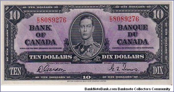 DOMINION OF CANADA
 $10.0 Banknote