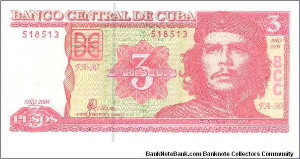 2003 BANCO CENTRAL DE CUBA 3 PESOS

P123 Banknote