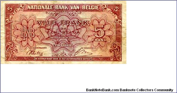 Banknote from Belgium year 1943