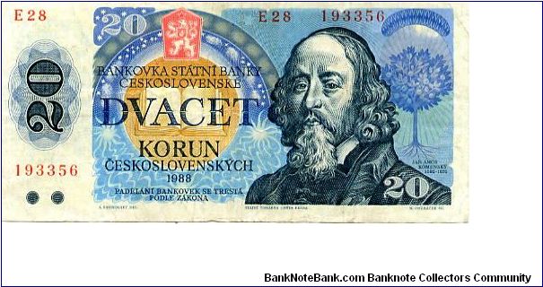 Czechoslovakia

20 Korun
Multi
J.A. Komensky
Atom, Tree of life, rainbow & young couple  
Wtrmk Stars & leafs Banknote