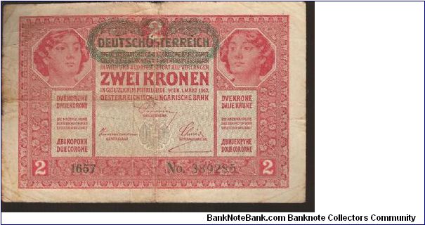 P50
2 Kronen

Green Overprint Banknote