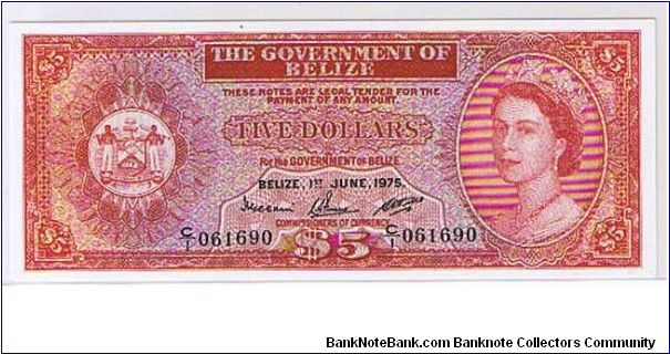 GOVERNMENT OF BELIZE- $5.0 Banknote