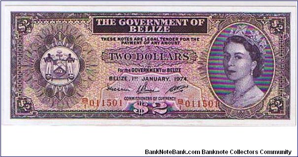 GOVERNMENT OF BELIZE- $2. Banknote