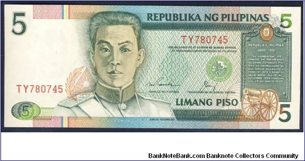 Philippines 5 Peso 1985 P168. Banknote