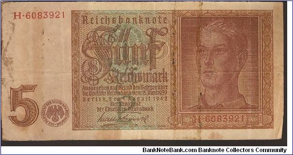 P186
5 Reichsmark Banknote