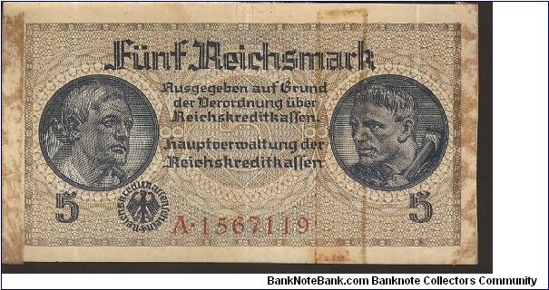 R138
5 Reichsmark Banknote