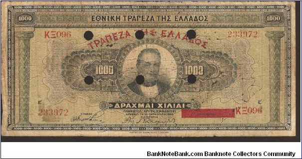P115
1000 Drachmai

Reissue of #100a,b and 106 Banknote
