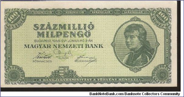 P130, 136
100,000,000 B Pengo Banknote