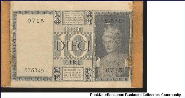 Banknote from Italy year 1935