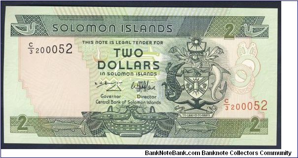 Solomon Islands 2 Dollars 1997 P18. Banknote