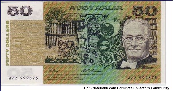 COMMONWEALTH OF AUSTRALIA-
 $50 Banknote