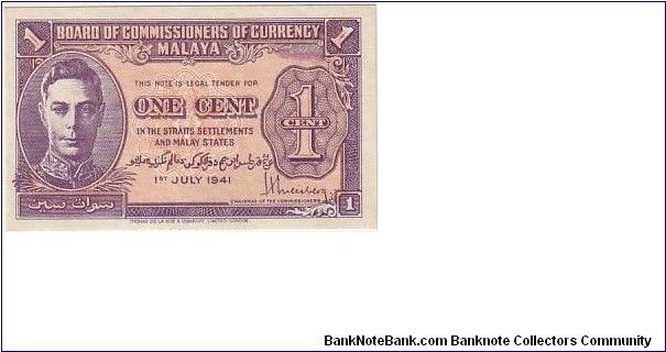 Banknote from Malaysia year 1941