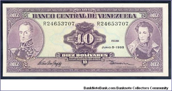 Venezuela 10 Bolivares 1995 P61d. Banknote