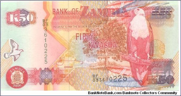 2006 BANK OF ZAMBIA 50 KWACHA

P37e Banknote
