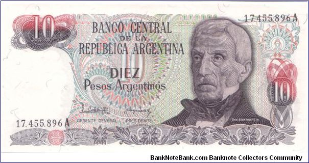 1983-84 ND BANCO CENTRAL DE LA REPUBLICA ARGENTINA 10 *DIEZ* PESOS ARGENTINOS

P313a Banknote
