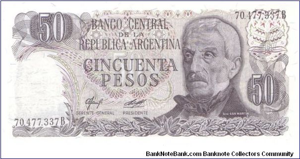 1976-78 ND BANCO CENTRAL DE LA REPUBLICA ARGENTINA 50 *CINCUENTA* PESOS

P301b Banknote