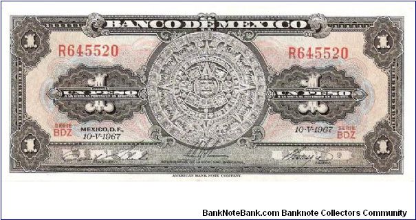 1 peso; May 10, 1967; Series BDZ Banknote