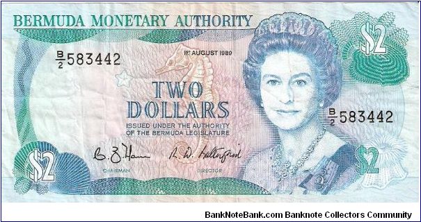 2 dollars; August 1, 1989 Banknote