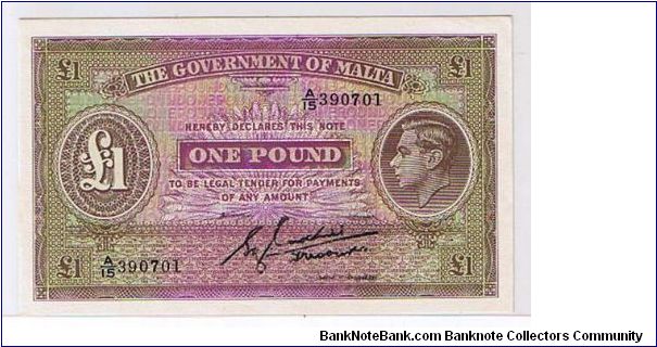 Banknote from Malta year 1946