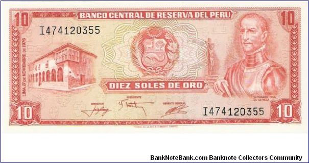 10 soles de oro; November 17, 1976

Thanks De Orc! Banknote
