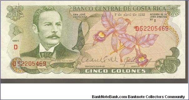 P236
5 colones

X) As D. but with error date 7.4.1933 (instead of 1983) Banknote