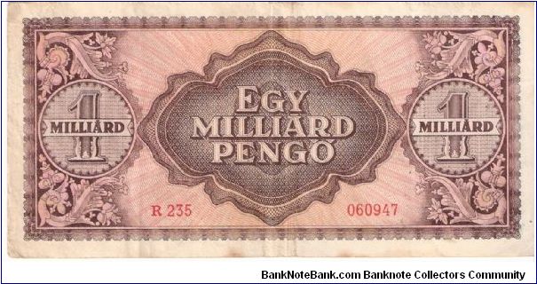 Banknote from Hungary year 1946