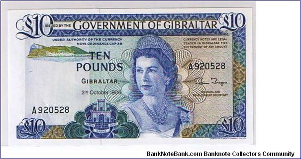 GOVERNMENT OF GIBRALTAR-
 10 POUNDS Banknote