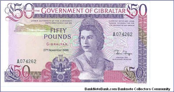 GIBRALTAR-
50 POUNDS- THE ROCK Banknote