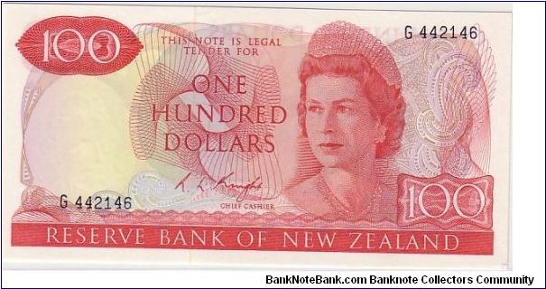 RESERVE BANK OF NZ-
 $100 Banknote