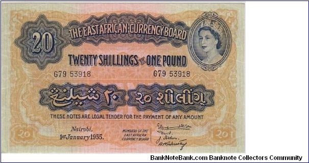EAST AFRICAN CURRENCY BOARD-
 20 SHILLINGS Banknote