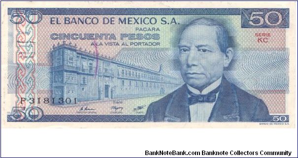 1981 BANCO DE MEXICO S.A. 50 *CINCUENTA* PESOS

P73 Banknote