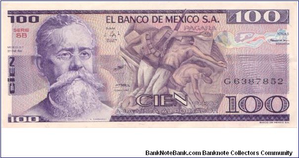 1981 BANCO DE MEXICO S.A. 100 *CIEN* PESOS

P74a Banknote