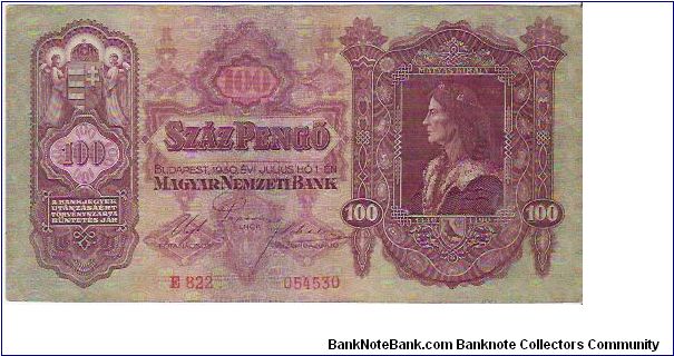 100 PENGO

1.7.1930

E 822   054530

P # 112 Banknote