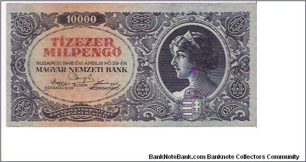 Banknote from Hungary year 1946