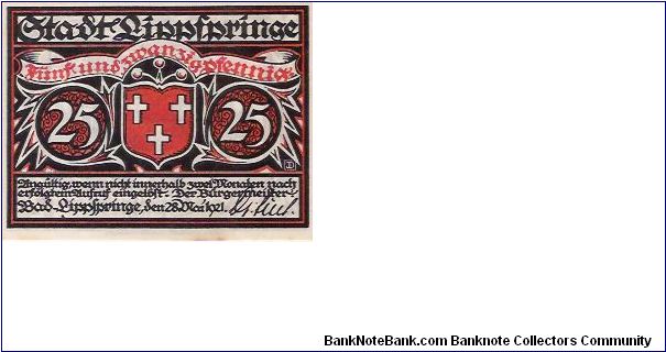 25 PFENNIG

28.5.1921 Banknote
