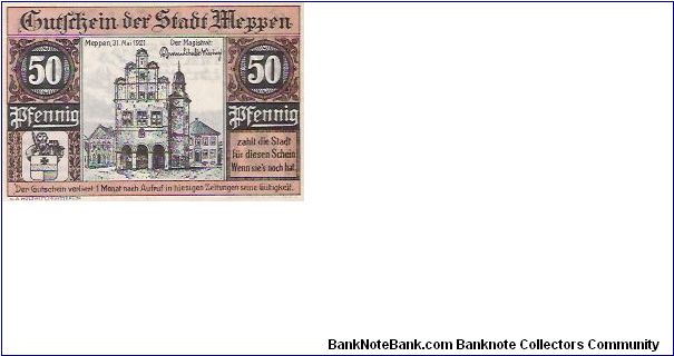 50 PFENNIG

31.5.1921 Banknote