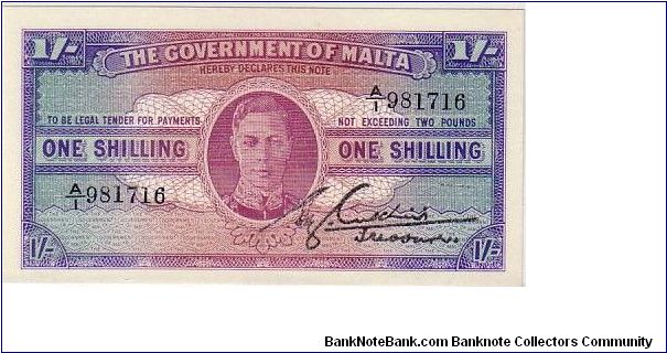 MALTA- ONE SHILLNG
 UNIFACE Banknote